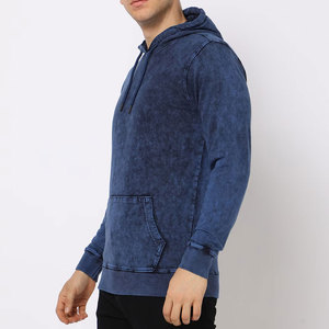 Sudadera con Capucha para Hombre, Corte Regular, Algodón Lavado, Tejido de Punto, Color Sólido, Diseño con Bolsillo Frontal, Estilo Acid Wash - Product Image 3