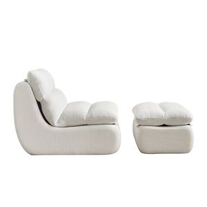 Modern Compressed Corduroy Chaise Lounge Chair with Ottoman Cozy <b>Recliner</b> for Small Spaces Living Room or Bedroom - Product Image 5