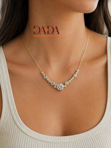 Collier élégant à pendentif rond serti de diamants de laboratoire pour femme, certifié éthique, finition or - Product Image 5