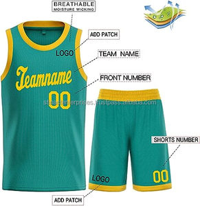 Uniforme de basket-ball imprimé de haute qualité en maille, personnalisé, unisexe, vierge, séchage rapide, sublimation, 100 % polyester, antibactérien, anti-UV - Product Image 1