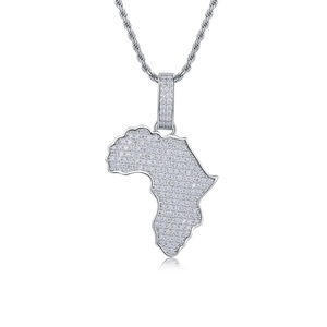Collar con colgante de mapa de África y bandera con diamante de moissanita, color plata, joyería llamativa, regalo - Product Image 4