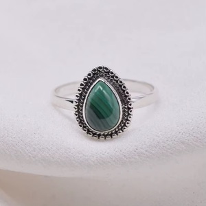 925 Sterling Silver Natural Green Malachite Gemstone <b>Ring</b> for Women Handmade Bohemian Style GIA Certified Fashion <b>Statement</b> - Product Image 3