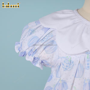 Ropa de Bebé para Niño, 100% Algodón, Certificación OEKO-TEX, Diseño de Calabaza Azul con Apliques, Manga Corta, Cierre con Broches, Verano, ODM OEM - Product Image 3