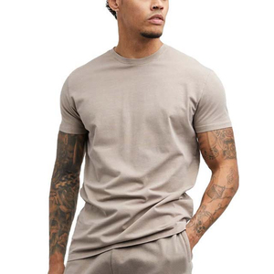 Camisetas de Manga Corta para Hombre, Cuello Redondo, Tejido de Punto Transpirable, 280g, Corte Regular, Color Sólido, Estilo Vintage, para Verano - Product Image 1