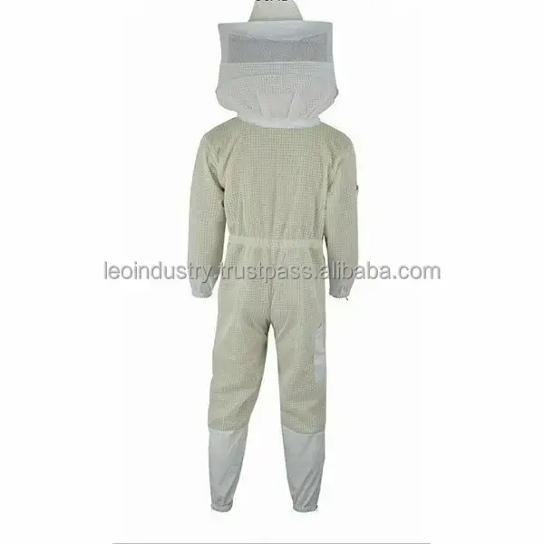 Breathable Heavy Duty Bee Jacket 3-Layer Breeze Mesh Ventilated Beekeeping Jacket with Hooded Hat-Veil Beekeeper Suit