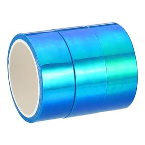 <b>Blue</b> Holographic Self-Adhesive Metallic Foil Tape for DIY Art Craft Decoration Waterproof Reflective Masking Tape <b>Roll</b> Wholesale - Product Image 1