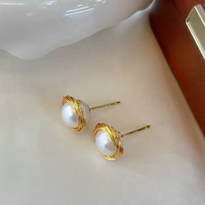 Pendientes de Nido de Pájaro Hechos a Mano de Principios de Verano, Estilo Chino Retro, Pendientes de Perlas de Agua Dulce, Accesorio de Moda Popular - Product Image 2