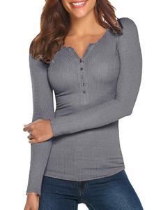 Camiseta de mujer de punto de chifón denim, manga larga, anti-pilling, con estampado de logo, estilo Y2K, informal. - Product Image 1