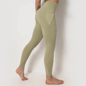 Leggings en coton et élasthanne pour femmes, décontractés et de sport, doux, taille haute, avec poches, fournisseur en gros - Product Image 3