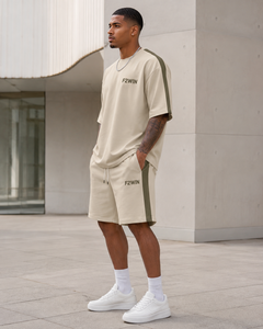 Ensemble T-shirt et short en molleton de coton noir pour homme F2WIN, col rond, décontracté, pour l'été, séchage rapide, respirant, tricoté, sans couture, vêtements de sport - Product Image 5