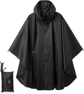 Yellow Waterproof Poncho <b>Raincoat</b> with Hood and Zipper Closure Lightweight Portable Outdoor Use Compact Storage Bag Included ODM - Product Image 3