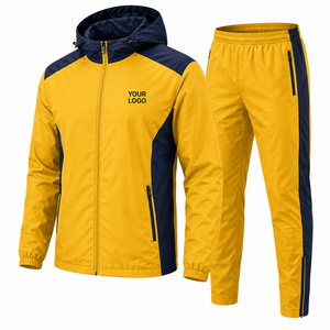 Chándal Unisex Amarillo con Capucha, Cremallera, Manga Larga, Deportivo, para Correr, con Bolsillos Laterales, Logotipo Personalizado, Impermeable, 100% Poliéster - Product Image 1