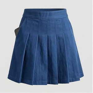 Jupe plissée mini pour femme, couleur unie, taille élastique, respirante, en polyester, à porter en toutes saisons - Product Image 1