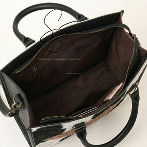 Bolso de cuero artesanal, bolso tote de cuero genuino con pelo, bolso con correa cruzada grabada, bolso de oficina de cuero auténtico - Product Image 5