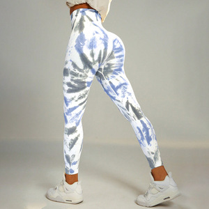Leggings de yoga taille haute tie-dye, longs, côtelés, extensibles, pour femme, pantalons de sport, collants de fitness imprimés sans couture - Product Image 2