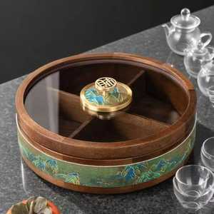 Natural Bamboo Divided <b>Snack</b> <b>Tray</b> with Built-in Handle Grid Portable Nut Serving Box Eco Friendly Dried Fruit Storage Organizer - Product Image 5