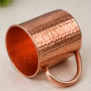 Copper Mug with Hammered Finish and Handle Vintage Style Drinkware for <b>Beer</b> Wine and Beverages - Product Image 1