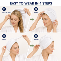 Bonnet de séchage capillaire jetable en gros, super absorbant, en fibre de coton végétal, portable, pour voyage, spa, hôtel