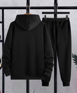 Conjunto de Sudadera con Capucha de Color Sólido para Hombre, Informal, de Otoño, de Algodón, Felpa Francesa, Pantalones Deportivos, Sudadera con Capucha Negra, Traje Deportivo - Product Image 2