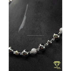 Premium 925 Sterling Silver Beaded Ball <b>Chain</b> Necklace With VVS Lab Grown Diamonds <b>Iced</b> <b>Out</b> Hip Hop Luxury Jewelry By Trisha - Product Image 4