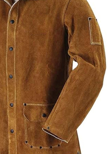 Chaqueta de soldadura de cuero más vendida, chaqueta de trabajo resistente personalizada, chaqueta de soldador ignífuga con protección corporal para hombres - Product Image 2