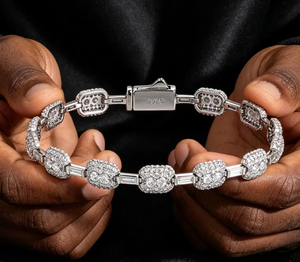 Bracelet à maillons en argent sterling 925 avec moissanite, 7 mm, maillons cubiques effet glacé, bijoux pour homme et femme, cadeau - Product Image 2