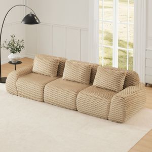 Divano Moderno Modulare Oversize a 3 Posti in Tessuto Flanella con Seduta Profonda Senza Struttura per Soggiorno 114 - Product Image 3