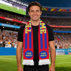 ผ้าพันคอยาวออกแบบเองสำหรับแฟนคลับฟุตบอล พิมพ์ลายทีมฟุตบอล ผ้าถักแฟชั่นสำหรับผู้ชาย วัสดุอะคริลิก 100% - Product Image 4