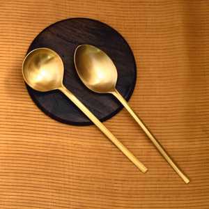 Premium Quality Classic Eco-Friendly Brass <b>Spoons</b> Elegant Salad <b>Serving</b> Customized Home Office Outdoor Business Gifts Lids - Product Image 3