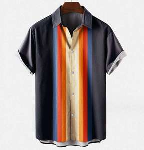 เสื้อเชิ้ตฮาวายลายพิมพ์แฟชั่นโพลีเอสเตอร์ดีไซน์ใหม่ขายส่งสำหรับผู้ชาย แขนสั้นใส่หน้าร้อนชายหาด - Product Image 1