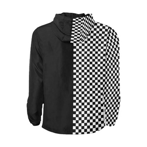Veste coupe-vent demi-damier color block avec fermeture éclair, anorak décontracté d'été imperméable - Product Image 4