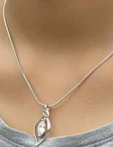 สร้อยคอเงินแท้ทรงมาร์คีส์ ดีไซน์เกาหลี งานฝีมือประณีต แฟชั่นทันสมัย เรียบหรู  พร้อมสายเงินเยอรมัน - Product Image 1