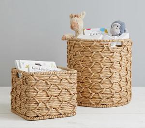 Set of 2 Twisted Woven <b>Water</b> <b>Hyacinth</b> <b>Baskets</b> Handmade Storage <b>Basket</b> Wholesale eco-friendly Made in Vietnam - Product Image 1