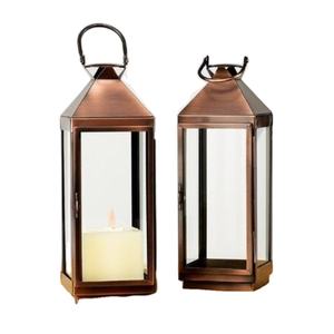 Farol Colgante de Metal y Vidrio de Alta Calidad con Acabado Antiguo en Cobre para Decoración de Iluminación en el Hogar, Ramadán y Eid - Product Image 1