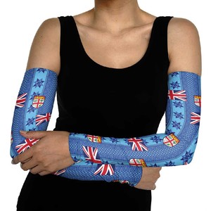 Manchon de bras imprimé par sublimation à motif drapeau britannique UPF50+ unisexe en soie glacée bleue pour protection solaire toutes saisons - Product Image 3