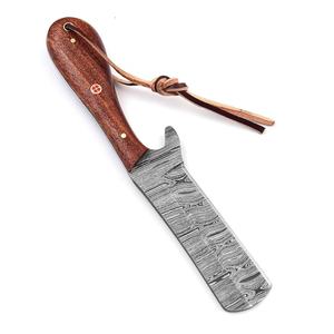 Cuchillo de caza hecho a mano con acero de Damasco, hoja de punta caída, mango de madera para mayor durabilidad, funda de cuero para mayor seguridad. - Product Image 3