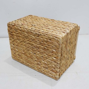 Hot Selling Water Hyacinth Rectangular Storage <b>Basket</b> Laundry <b>Basket</b> with Wooden Handles <b>for</b> <b>Shelf</b> and Closet Organization - Product Image 4