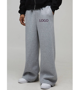 Nouveau pantalon de survêtement décontracté polyvalent à jambe droite avec poches latérales, coupe ample en molleton de coton épais, style devant plat - Product Image 5