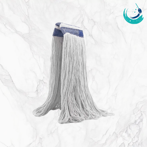 KSR Multi-Ply Cotton Yarn Mop Head Replacement 3 Top 1" White Bands Looped End Design Self-Wringer Durable Eco-friendly Reusable - Product Image 4