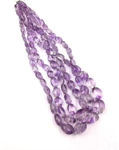 Cuentas ovaladas lisas de amatista natural para la elaboración de joyería fina, collar de piedras preciosas - Product Image 2