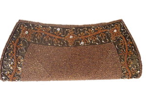 Handmade Beaded <b>Clutch</b> Evening <b>Bag</b> With Floral Embroidery White Party Accessory - Product Image 3