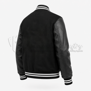 Chaqueta Universitaria Personalizada, Cuerpo de Lana, Mangas de Cuero, Chaqueta Letterman, Fabricante OEM ODM - Product Image 4
