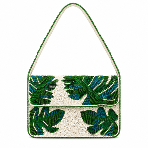 Sac à bandoulière de luxe fait main pour femme, motif feuille tropicale, perles de verre, fermeture boutonnée, design moderne et durable, vente en gros OEM ODM - Product Image 1