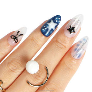 Glintnail 3D ABS Ammon Press Nail Tips 24/36 Pcs Gel Stick-On Artificiel Réutilisable pour Art Logo Personnalisé Style Français Moyen Long - Product Image 4