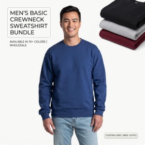 เสื้อสเวตเชิ้ตคอกลมสีน้ำเงินกรมท่าสำหรับผู้ชาย ผ้าฝ้าย 100% เฟรนช์เทอร์รี่ ทรงปกติ สวมใส่สบายๆ สำหรับฤดูใบไม้ร่วง - Product Image 2