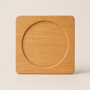 Sous-verre en bois de plage 95x95 mm, dessous de plat écologique imprimé sur mesure, épaisseur 10 mm, modèle WCB33 pour table à manger, design classique - Product Image 2