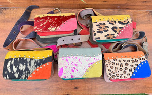 Riñoneras de cuero genuino de piel con estampado de animales hechas a mano Real para mujer, bolsas de bolsillo de cadera ajustables con estilo Vintage occidental para Festival - Product Image 5