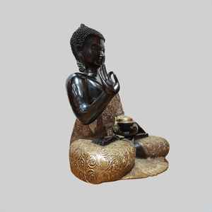 Estatua de Buda de la Medicina en Latón Hecha a Mano con Incrustaciones Coloridas, Ídolo de Buda Gautama Curativo para Decoración del Hogar y Vastu - Product Image 2