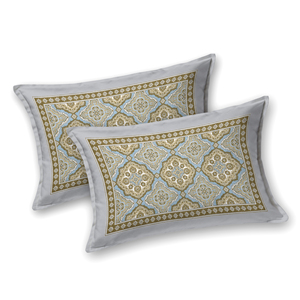 Ensemble de draps en coton doux pour lit king size, bleu et or, imprimé traditionnel avec 2 taies d'oreiller pour un usage quotidien - Product Image 3
