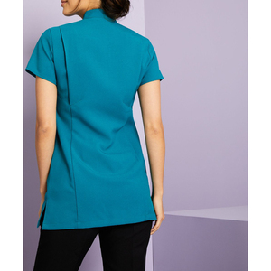 Uniformes de spa para mujer con diseño moderno de un botón y cremallera frontal, tela de poliéster, uniformes para personal de hotel. - Product Image 5